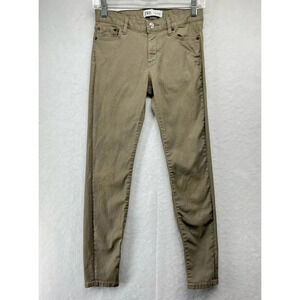 Zara Jeans Women's Sz 4 Brown Green Skinny Leg Low-Rise Stretch 5-Pocket Denim